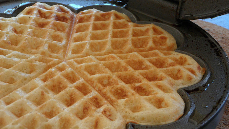 a waffle baked in a waffle-iron